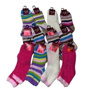 Crush Original Cozy Socks Ladies Size 9-11 Slipper Socks 12 Pairs Brand New NWT.